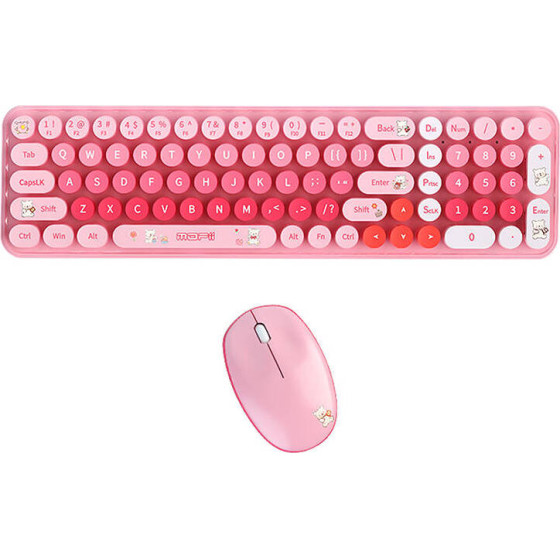 MOFII Baby Bear Wireless Keyboard + Mouse Set (pink) - (SMK-682M8AG Pink)