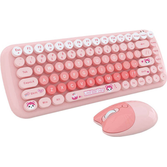 MOFII Candy New 2.4G Wireless Keyboard + Mouse Set (Pink) - (Candy New SMK632M3AG)
