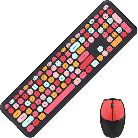 MOFII Wireless Keyboard + Mouse Set 666 2.4G (Black&Red) - (SMK-666395AG BR)
