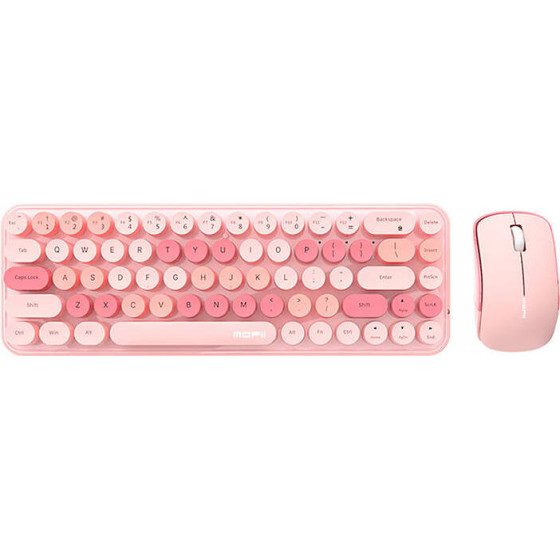 MOFII Wireless Keyboard + Mouse Set Bean 2.4G (Pink) - (SMK-676367AG Pink)