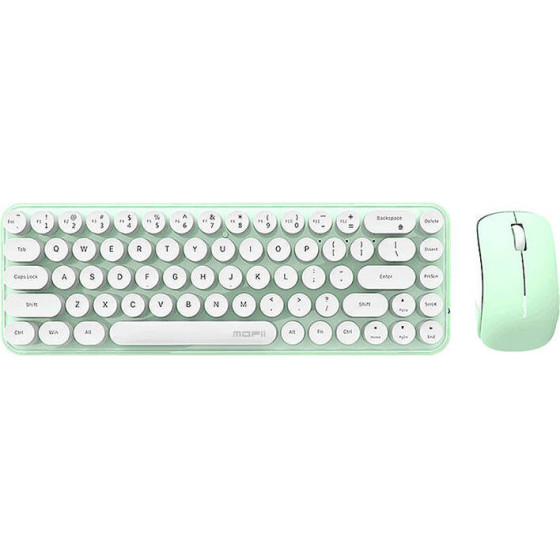 MOFII Wireless Keyboard + Mouse Set Bean 2.4G (White-Green) - (SMK-676367A WG)