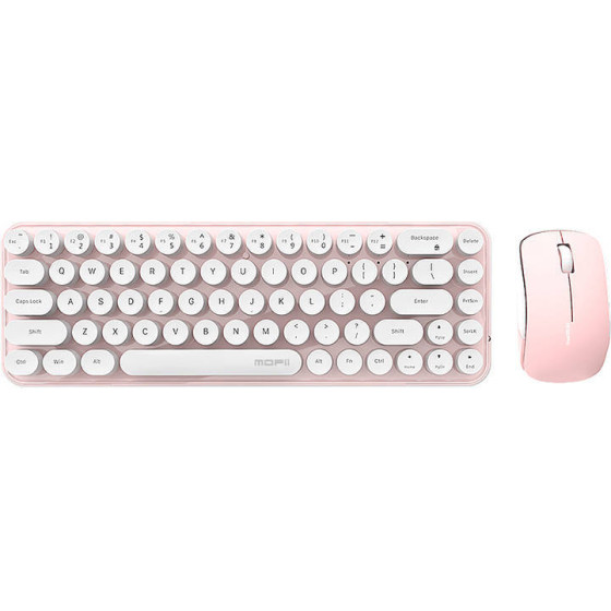 MOFII Wireless Keyboard + Mouse Set Bean 2.4G (White-Pink) - (SMK-676367A WP)