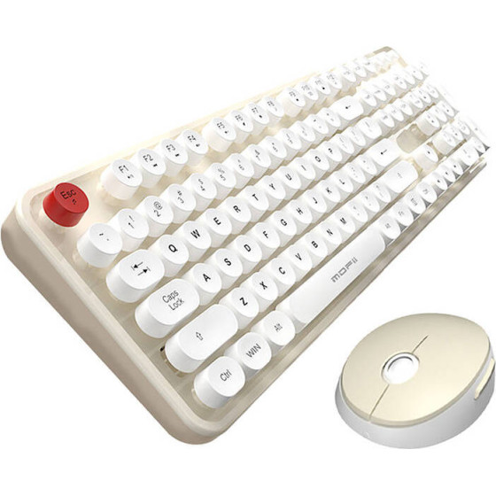 MOFII Wireless Keyboard + Mouse Set Sweet 2.4G (White-Beige - (SMK-623387AG WB)