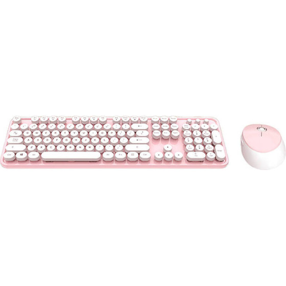 MOFII Wireless Keyboard + Mouse Set Sweet 2.4G (White-Pink) - (SMK-623387AG WP)