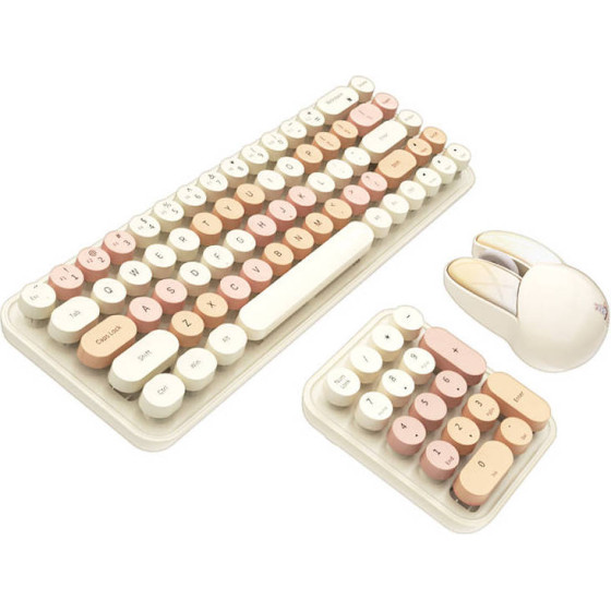 MOFII Wireless Keyboard+Numeric Keypad+Mouse 3in1 2.4G (Milk-tea) - (Ibean Max Milk tea)
