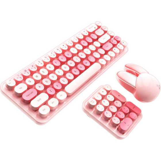 MOFII Wireless Keyboard+Numeric Keypad+Mouse 3in1 2.4G (Pink) - (Ibean Max Pink)