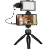 Puluz Live Broadcast Kit Tripod Mount + Led Lamp + Microphone + Phone Clamp - (PKT3132B)