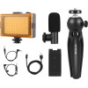 Puluz Live Broadcast Kit Tripod Mount + Led Lamp + Microphone + Phone Clamp - (PKT3132B)