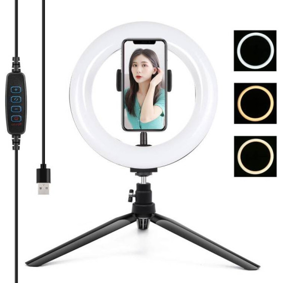 Puluz Tripod Mount With 20cm Led Ring Vlogging - (PKT3073B)