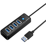 Orico Hub Usb To 4x Usb 3.0, 5 Gbps, 0.15m (Black) - (PW4U-U3-015-BK-EP-IP)