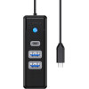 Orico Hub USB-C To 2x Usb 3.0 + USB-C, 5 Gbps, 0.15m (Black) - (PWC2U-C3-015-BK-EP-I)