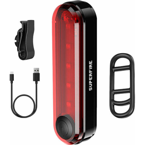 Superfire Rear Bike Light USB, 230mAh - (BTL01)