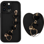 Volte-Tel ���� Iphone 14 Pro 6.1'' Silicon Tpu With Strap Full Camera Protection Black With Black HEARTS