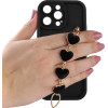 Volte-Tel ���� Iphone 14 Pro 6.1'' Silicon Tpu With Strap Full Camera Protection Black With Black HEARTS