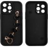 Volte-Tel ���� Iphone 14 Pro 6.1'' Silicon Tpu With Strap Full Camera Protection Black With Black HEARTS