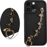 Volte-Tel ���� Iphone 14 Pro Max 6.7'' Silicon Tpu With Strap Full Camera Protection Black With Black BUTTERFLIES