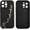 Volte-Tel ���� Iphone 14 Pro Max 6.7'' Silicon Tpu With Strap Full Camera Protection Black With Black BUTTERFLIES