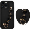 Volte-Tel ���� Iphone 14 Pro Max 6.7'' Silicon Tpu With Strap Full Camera Protection Black With Black HEARTS