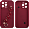 Volte-Tel ���� Iphone 14 Pro Max 6.7'' Silicon Tpu With Strap Full Camera Protection Burgundy With Red HEARTS