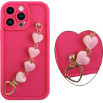 Volte-Tel ���� Iphone 14 Pro Max 6.7'' Silicon Tpu With Strap Full Camera Protection Pink With Pink HEARTS