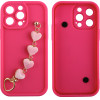 Volte-Tel ���� Iphone 14 Pro Max 6.7'' Silicon Tpu With Strap Full Camera Protection Pink With Pink HEARTS