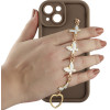 Volte-Tel ���� Iphone 15 6.1'' Silicon Tpu With Strap Full Camera Protection Brown With White BUTTERFLIES