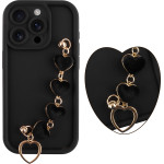 Volte-Tel ���� Iphone 15 Pro 6.1'' Silicon Tpu With Strap Full Camera Protection Black With Black HEARTS