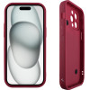 Volte-Tel ���� Iphone 15 Pro 6.1'' Silicon Tpu With Strap Full Camera Protection Burgundy With Red HEARTS