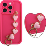 Volte-Tel ���� Iphone 15 Pro 6.1'' Silicon Tpu With Strap Full Camera Protection Pink With Pink HEARTS