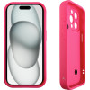 Volte-Tel ���� Iphone 15 Pro 6.1'' Silicon Tpu With Strap Full Camera Protection Pink With Pink HEARTS