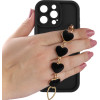 Volte-Tel ���� Iphone 15 Pro Max 6.7'' Silicon Tpu With Strap Full Camera Protection Black With Black HEARTS