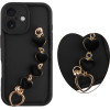 Volte-Tel ���� Iphone 16 6.1'' Silicon Tpu With Strap Full Camera Protection Black With Black HEARTS