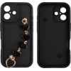 Volte-Tel ���� Iphone 16 6.1'' Silicon Tpu With Strap Full Camera Protection Black With Black HEARTS