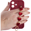 Volte-Tel ���� Iphone 16 6.1'' Silicon Tpu With Strap Full Camera Protection Burgundy With Red HEARTS