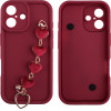 Volte-Tel ���� Iphone 16 6.1'' Silicon Tpu With Strap Full Camera Protection Burgundy With Red HEARTS