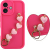 Volte-Tel ���� Iphone 16 6.1'' Silicon Tpu With Strap Full Camera Protection Pink With Pink HEARTS