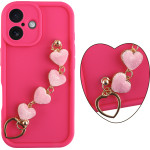 Volte-Tel ���� Iphone 16 6.1'' Silicon Tpu With Strap Full Camera Protection Pink With Pink HEARTS