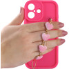 Volte-Tel ���� Iphone 16 6.1'' Silicon Tpu With Strap Full Camera Protection Pink With Pink HEARTS