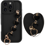 Volte-Tel ���� Iphone 16 Pro 6.3'' Silicon Tpu With Strap Full Camera Protection Black With Black HEARTS