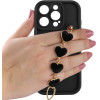 Volte-Tel ���� Iphone 16 Pro 6.3'' Silicon Tpu With Strap Full Camera Protection Black With Black HEARTS