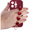Volte-Tel ���� Iphone 16 Pro 6.3'' Silicon Tpu With Strap Full Camera Protection Burgundy With Red HEARTS
