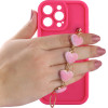 Volte-Tel ���� Iphone 16 Pro Max 6.9'' Silicon Tpu With Strap Full Camera Protection Pink With Pink HEARTS
