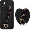 Volte-Tel ���� Samsung A16 4G A165/A16 5G A166 6.7'' Silicon Tpu With Strap Full Camera Protection Black With Black HEARTS