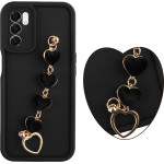 Volte-Tel ���� Samsung A16 4G A165/A16 5G A166 6.7'' Silicon Tpu With Strap Full Camera Protection Black With Black HEARTS