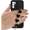 Volte-Tel ���� Samsung A16 4G A165/A16 5G A166 6.7'' Silicon Tpu With Strap Full Camera Protection Black With Black HEARTS
