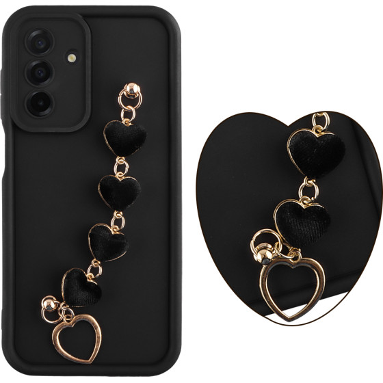 Volte-Tel ���� Samsung A26 5G A266 6.64'' Silicon Tpu With Strap Full Camera Protection Black With Black HEARTS