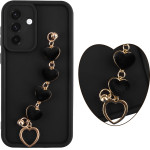 Volte-Tel ���� Samsung A36 5G A366 6.64'' Silicon Tpu With Strap Full Camera Protection Black With Black HEARTS