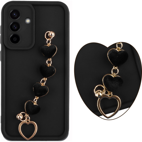 Volte-Tel ���� Samsung A56 5G A566 6.7'' Silicon Tpu With Strap Full Camera Protection Black With Black HEARTS