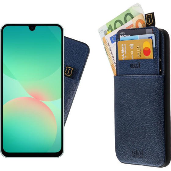 Idol 1991 ���� Samsung A26 5G A266 6.64'' ANTI-Rfid Leather Smart Wallet Camera Guard BLUE