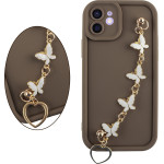 Volte-Tel ���� Iphone 12 6.1'' Silicon Tpu With Strap Full Camera Protection Brown With White BUTTERFLIES